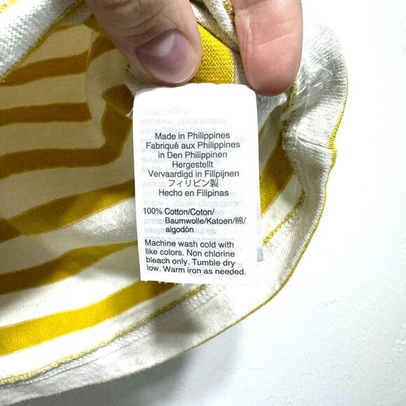 J. Crew Top White & Yellow Stripe 3/4 Sleeve Boxy Blouse Loose Fit size Small - Picture 4 of 5